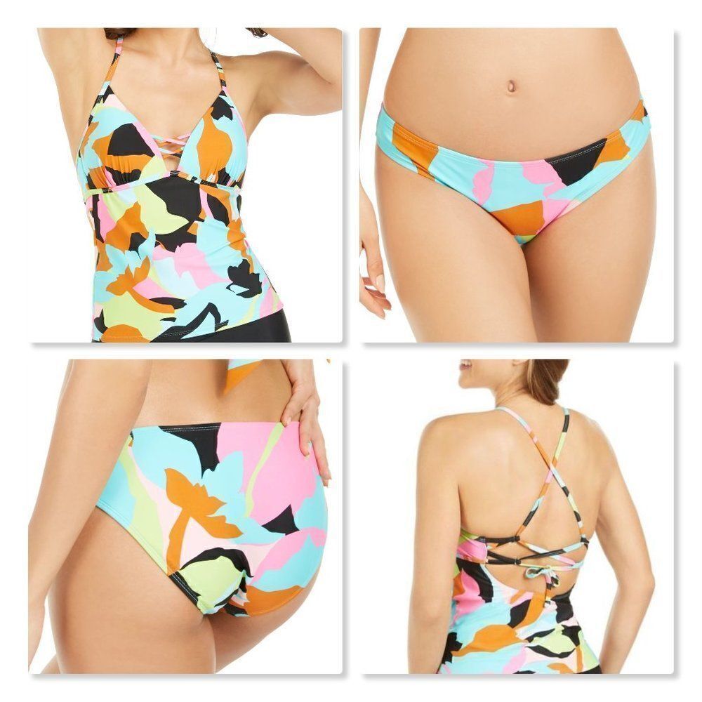 Hula Honey Floral Camo Strappy Tankini Set size XS